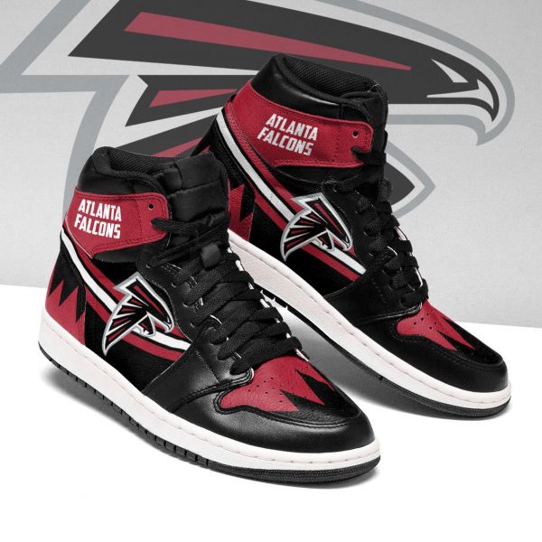 Men's Atlanta Falcons High Top Leather AJ1 Sneakers 004